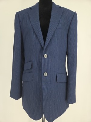 Charles Tyrwhitt Men s Micro Dot Slim Fit Suit Jacket Blue Sz: 38R 100% Wool