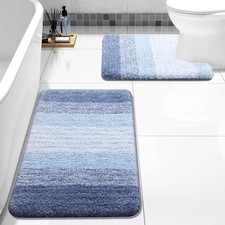Microfiber U-Shaped Bathroom Rugs Sets 2 Piece, 24x16 24x20