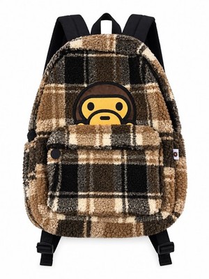 Bape Baby Milo A Bathing Ape Check Sherpa Backpack 