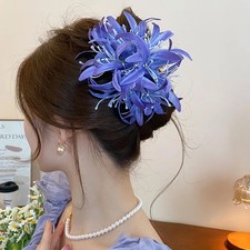 Spider Lily Flower Hair Claw Clips for Women Long Tassel Shark Clip Dedicate Ret