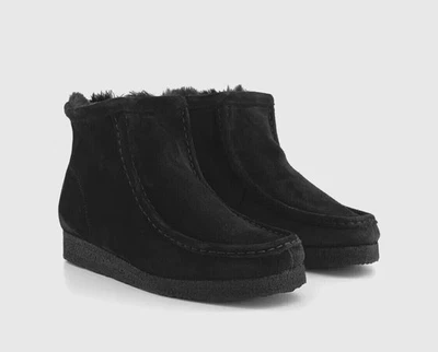 Clarks Originals Damen WALLABEE HI Schwarz Wildleder Warmgefüttert Stiefel