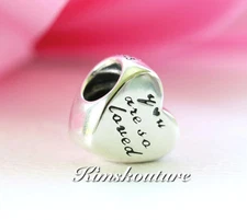 Authentic Pandora You are so loved heart Sterling Silver Charm 791730 RETIRED