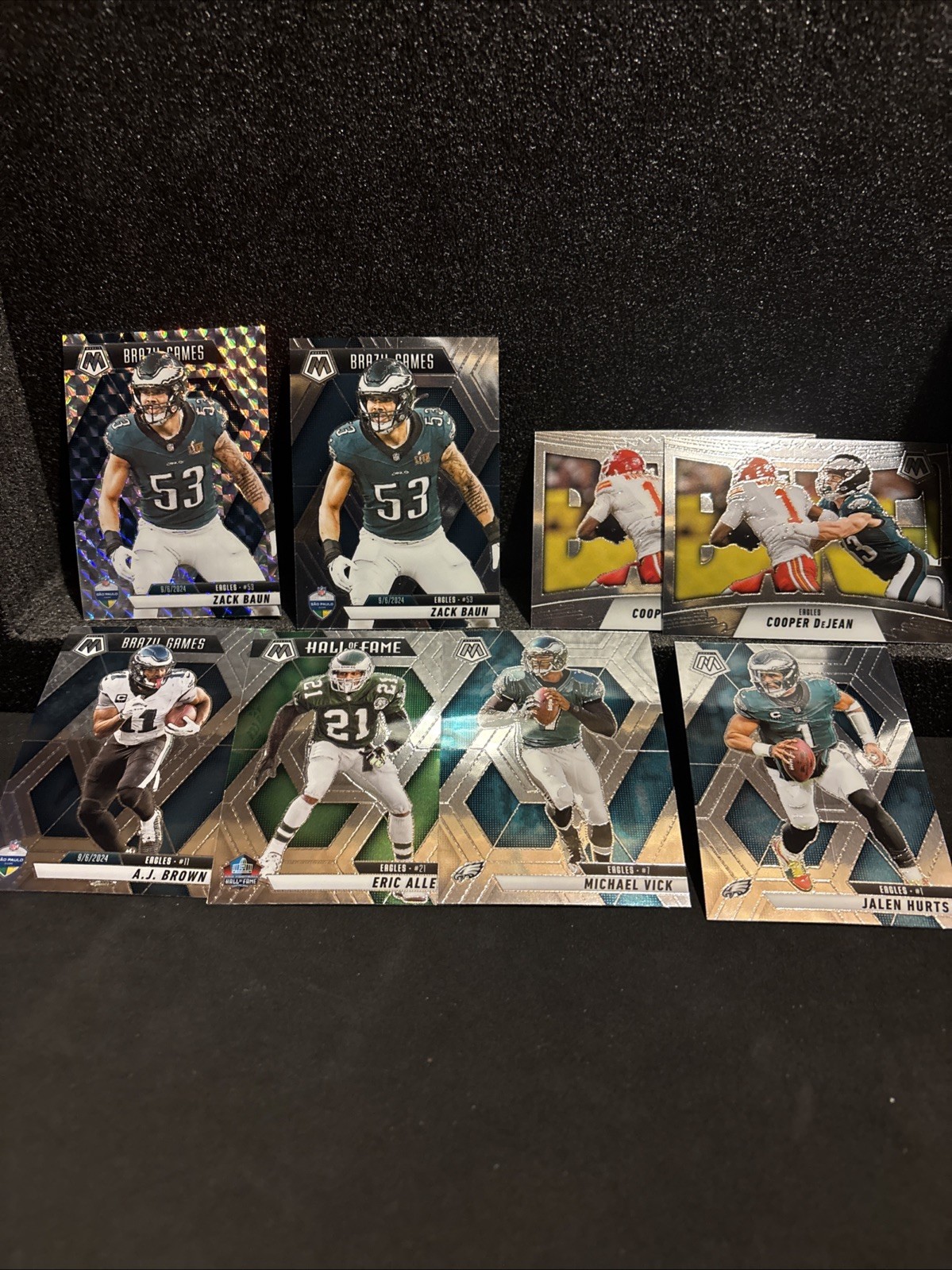 2025 Mosaic Philadelphia Eagles Lot. Baun, DeJean, Brown, Hurts