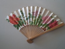 VECCHIO VENTAGLIO IN LEGNO E CARTA STILE GIAPPONESE - VINTAGE ANNI '60 NUOVO