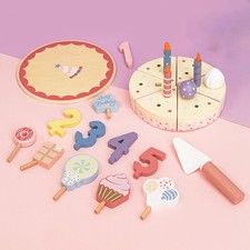 Birthday Party Cakes Playset Cutting Food DIY Gifts Role Play Toy Afternoon Tea