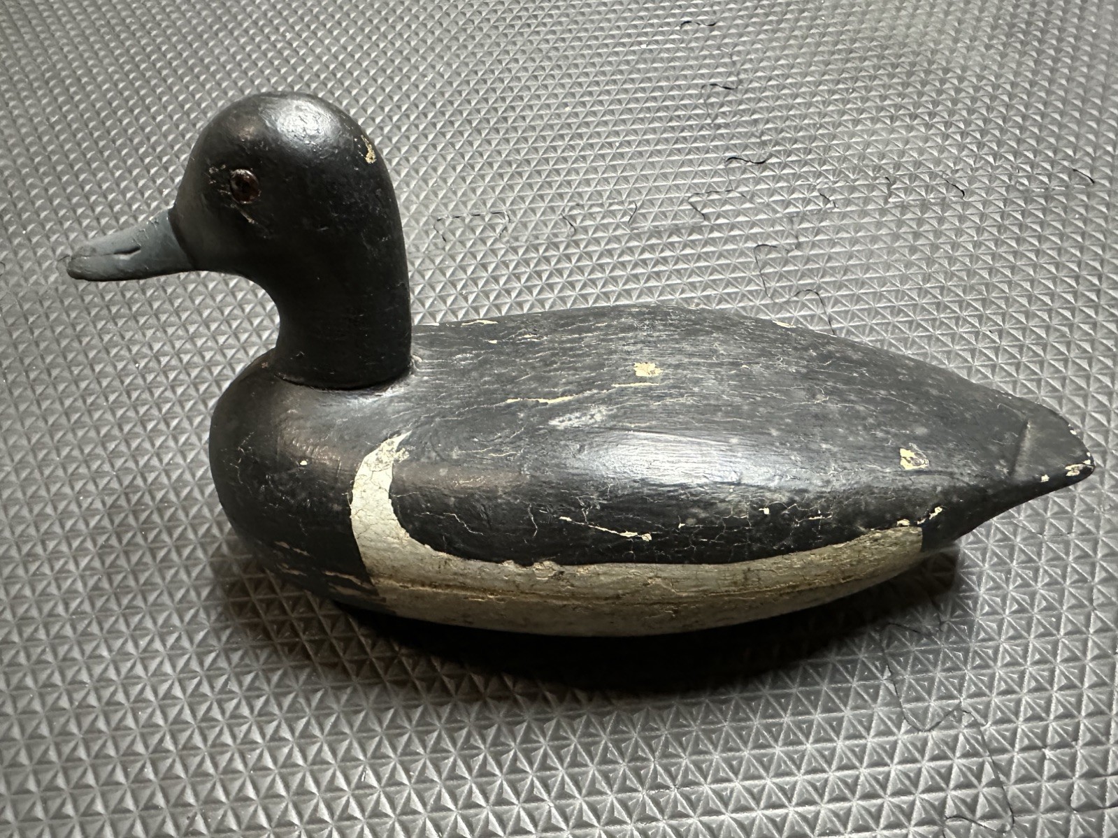 Vintage Charles Smith Bluebill Duck Decoy, Liverpool, Illinois river