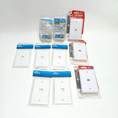 Assorted Network Hardware Lot   CAT5e/6 Wall Plates & Ideal RJ45 Connectors