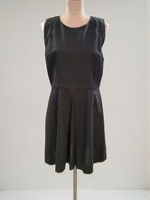 GAP Linen Cotton Pleated Black Mini Fit And Flare Sleeveless Dress 12 Old Money