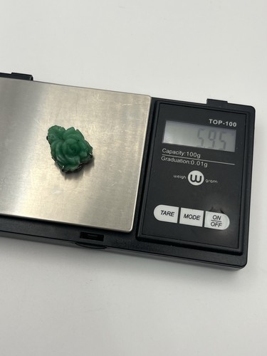 Clip abito vintage verde intagliato fiore rosa a forma di pietra tono argento antico - Foto 17 di 17