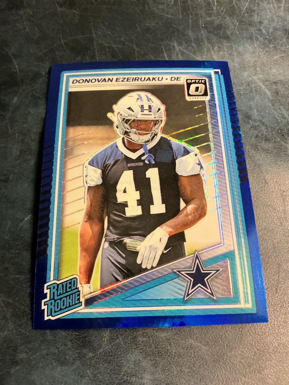 2025 Panini Donruss Optic - Rated Rookie Donovan Ezeiruaku #230 Blue Hyper Prizm