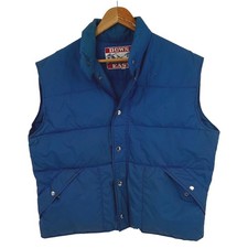 Down East Vintage Puffer Vest Mens Large Blue Down Filled Quilted Winter Gilet