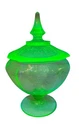 Anchor Hocking Princess Vaseline Uranium Glass Covered Candy Dish Depression Era