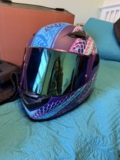 Voss 988 Moto 1 Motorcycle Helmet Full Face Size Small With Pink gloves