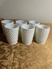 Vintage 1950’s Set/6 White Milk Glass Hobnail 5 oz Tumblers 3.5" Tall