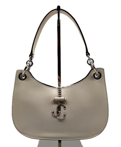 Jimmy Choo Varenne Hobo S White Leather Shoulder Bag Silver Logo Small 35cm