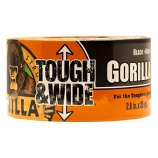 Gorilla Tough and Wide Tape Roll 2.8 in x 25 yd Double Thick Adhesive Black New