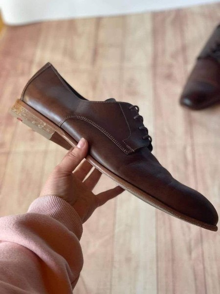 Men Lloyd Heels Brown Leather 46 #M90Z