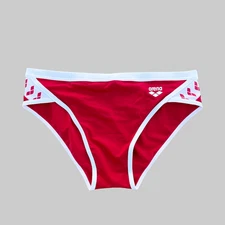 Arena men Red with white logo Icons swim brief  swimwear swimsuit size 36 38