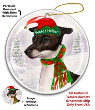 Italian Greyhound Santa's Helper Holiday Ornament
