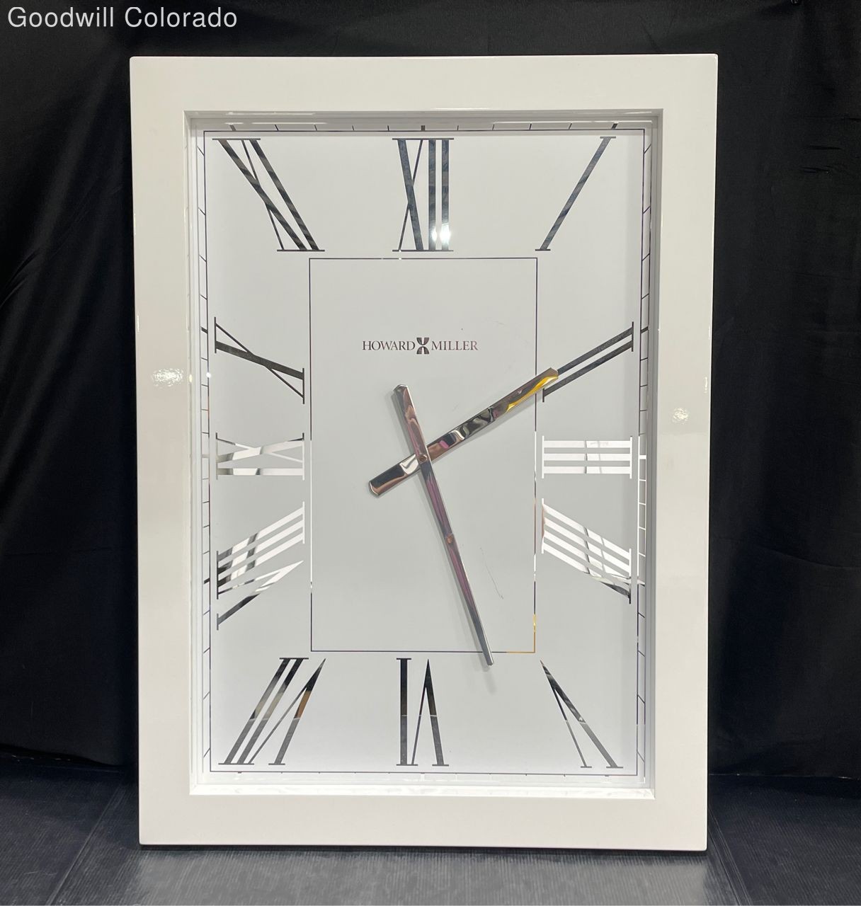 Howard Miller Wall Clock 625-804 White Rectangular Roman Numerals Modern Not Tes
