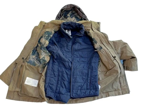 Timberland 3 in 1 Jacket Mens S Olive Field Coat Navy Quilted Puffer Liner Hood image 3