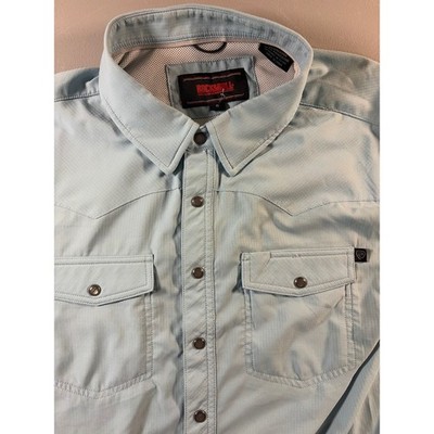 Rock & Roll Denim Western Shirt Mens Small Blue Short Sleeve Snap BMN3S02400
