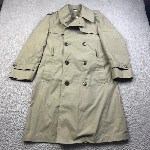 USMC Trench Coat Mens 36XS Khaki Marine Corps All Weather Military DSCP Coat - product listing photo
