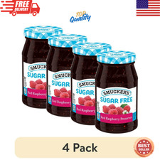 Smucker's Sugar Free Red Raspberry Preserves 12.75oz 4 Pack Low Calorie