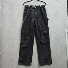 Playboy By Pacsun Women Pants 26 Black Bunny Embroidery Cargo Twill READ