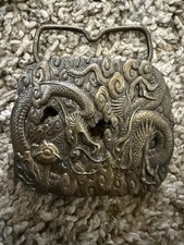 VTG BELT BUCKLE Asian DRAGON Bergamot BRASS Works 1974 Very Nice