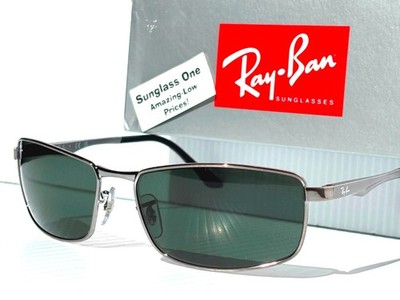 NEW Ray Ban Gunmetal Silver Frame Dark Green Lens Sunglass RB 3498