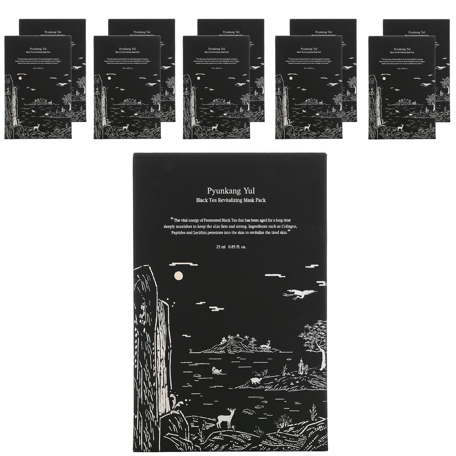 Набор восстанавливающих косметических масок с черным чаем, 10 масок, 0,85 ж. унц. (25 мл)