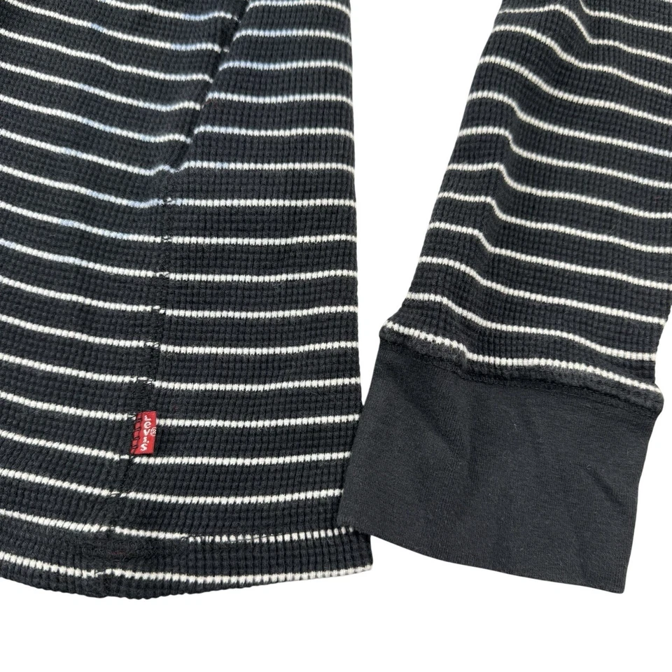 Camisa Levi's Henley a Rayas Talla XL Pullover Acanalado Tejido Manga Larga Logo Informal Foto 4 de 4