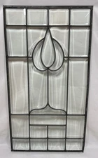 Vintage Leaded Beveled Glass Window Panel 29"x15.75" Tulip Prairie Flower #A