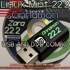 Linux Mint Cinnamon 22.2  Zara    USB  DVD Bootable Live/Installer   Fast Ship