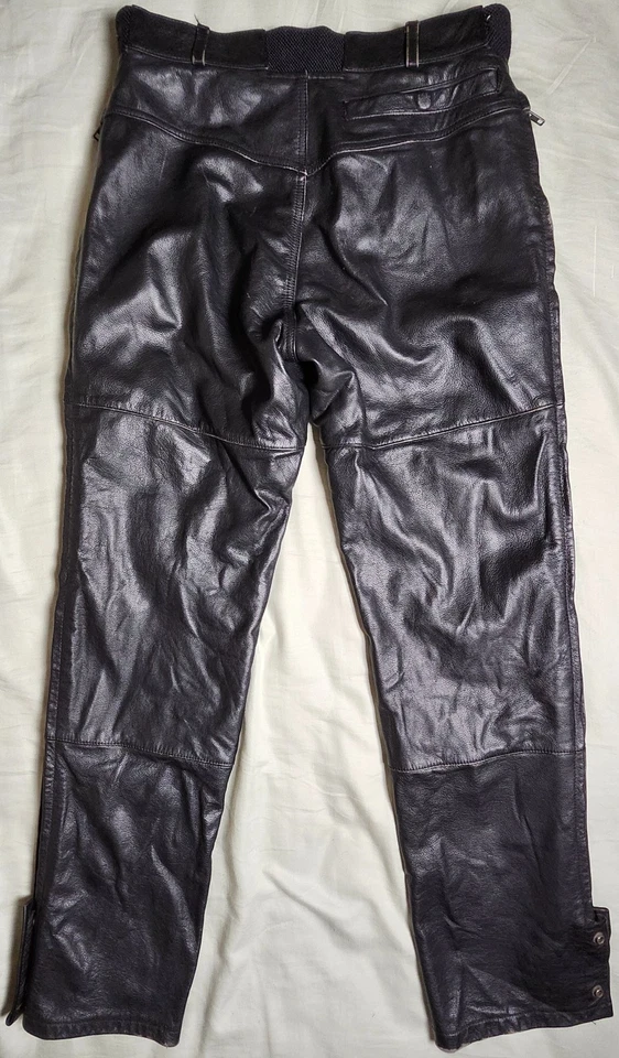 Firstgear 黑色皮革摩托车裤 32 码内衬破旧 — 第 2/4 张图片