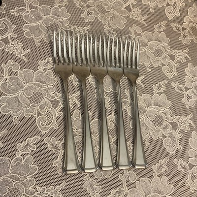 Oneida Maestro St. Leger Dinner Forks SSS 7 1/4'' Stainless Lot of 5