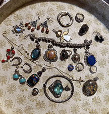 Mixed Lot Women's Jewelry 925 25pc Rings Necklaces Bracelets look picture s