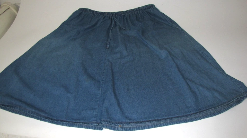 Falda Midi De Colección Main Street Blues J2 Azul Denim Modesta Cintura Elástica Wm.  3X-4X Foto 3 de 4