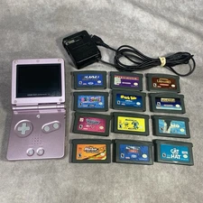 Nintendo Game Boy Advance SP AGS 101 Bundle Pearl Pink 12 Games and Charger