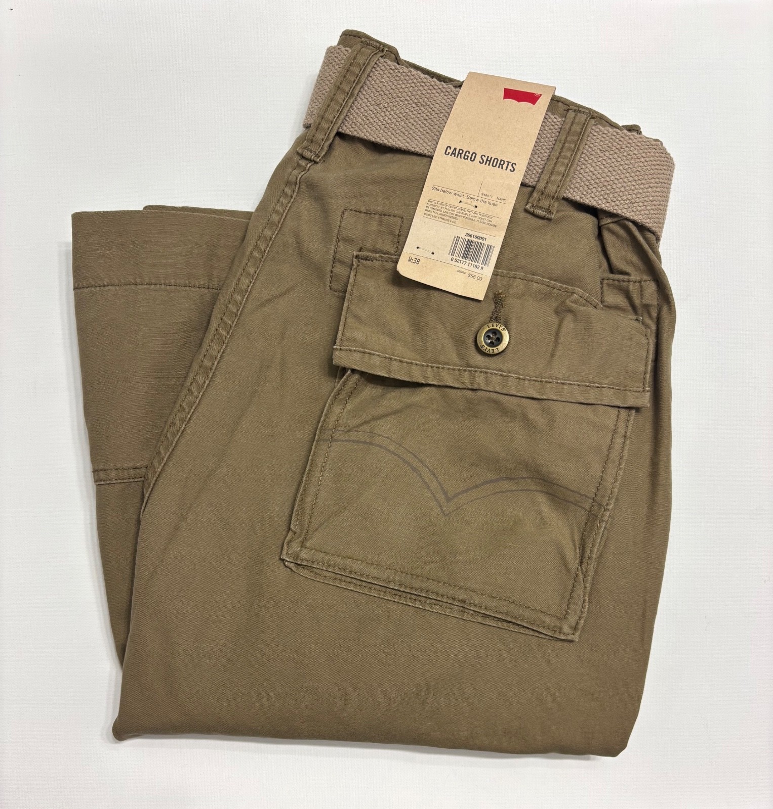 Levi’s Men’s Brown Cargo Shorts With Belt Relaxed Fit Utility Shorts NWT