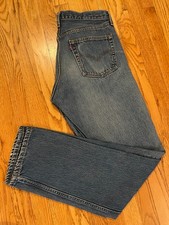 VTG 90s Levis 501 Blue Denim Jeans 33x34 Made in the USA - No Leather Patch