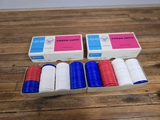 Victory Eagle 1950's Poker Chips 200 Red White and Blue Interlocking Plastic