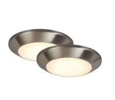 Commercial Electric 7 in. Brushed Nickel LED Flush Mount 2-Pack 