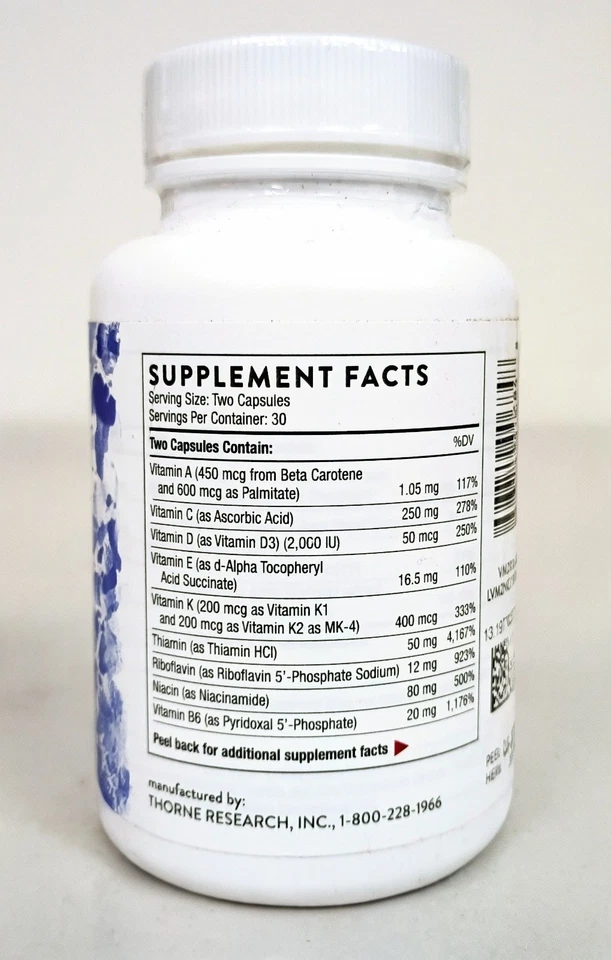 Nuevo Paquete de 2 Nutrientes Básicos Thorne Suplemento Dietético 2 Días 60 Cápsulas Exp 10/25 Foto 3 de 4