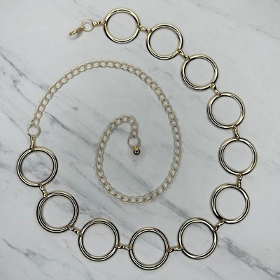 Wide Lightweight Hoop Gold Tone Metal Chain Link Belt OS One Size