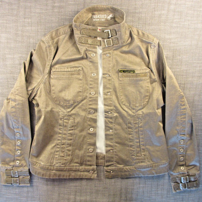 Parasuco Denim Cult NWOT XLarge Tan designer Cotton/Poly/Spandex Shine on