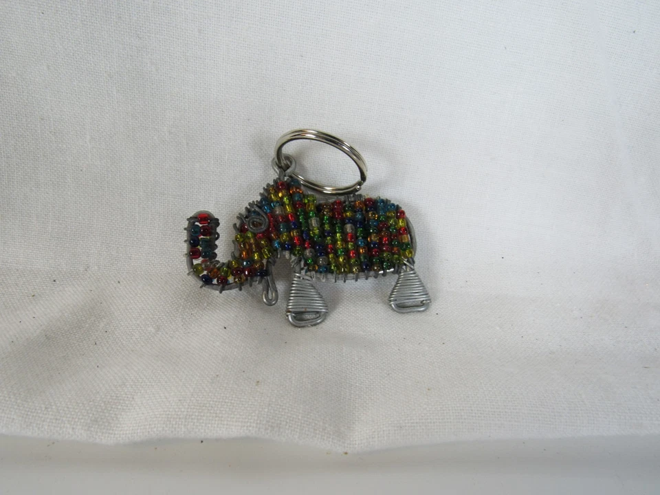 Ручной работы многоцветный сплетенный проволоки бисером слон брелок рюкзак подвески - Изображение 2 из 3