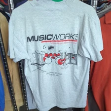 SCREEN STARS BEST Vtg 80s 90s Music Works Auburn, Maine Graphic T-SHIRT Men's L