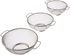 3 Piece Stainless Steel Fine Mesh Colander w/Resting Base, Dishwasher Safe St...